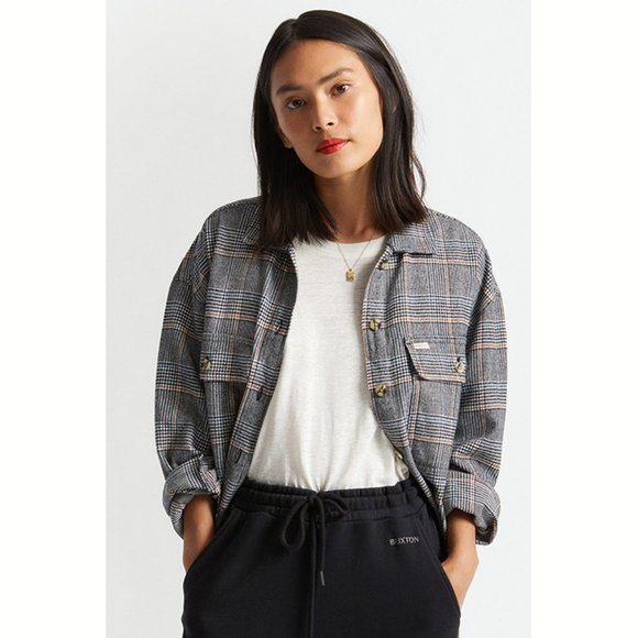 Plaid Flannel Shirt Shacket Cropped Jacket in Organic Cotton SMALL - Picture 2 of 8